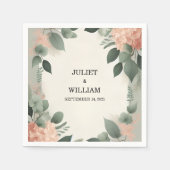 Blush pastel perzik munt mos salie groen bruiloft servet (Voorkant)