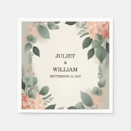 Blush pastel perzik munt mos salie groen bruiloft servet