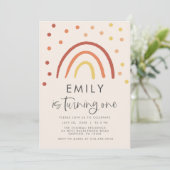 Blush Pastel Terracotta Rainbow 1st Birthday Kaart (Staand voorkant)