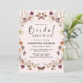 Blush Pastel Wildflower Modern Boho Vrijgezellenfe Kaart (Staand voorkant)