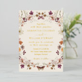 Blush Pastel Wildflower Modern Boho Wedding Folie Uitnodiging (Staand Voorkant)