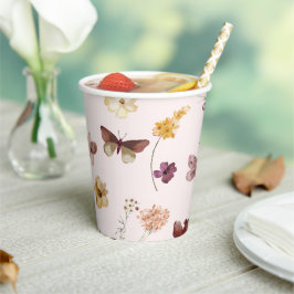 Blush Pastel Wildflower Modern Boho Wedding Papieren Bekers