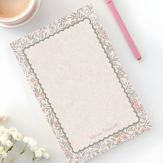 Blush pastelbloem monogram briefpapier