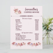 Blush Patisserie Cafe Aangepast Merk Menu (Staand voorkant)