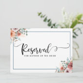 Blush, Peach and Dusty Blue Floral Reserved Kaart (Staand voorkant)