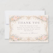 Blush Peach Baroque Rose Wedding Bedankkaart (Voorkant)