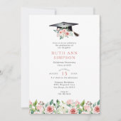 Blush & Peach Bloemen Pet Foto Graduation Party Kaart (Voorkant)