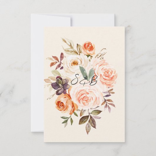 Blush & Peach Bloemen Rustiek Save The Date (Achterkant)