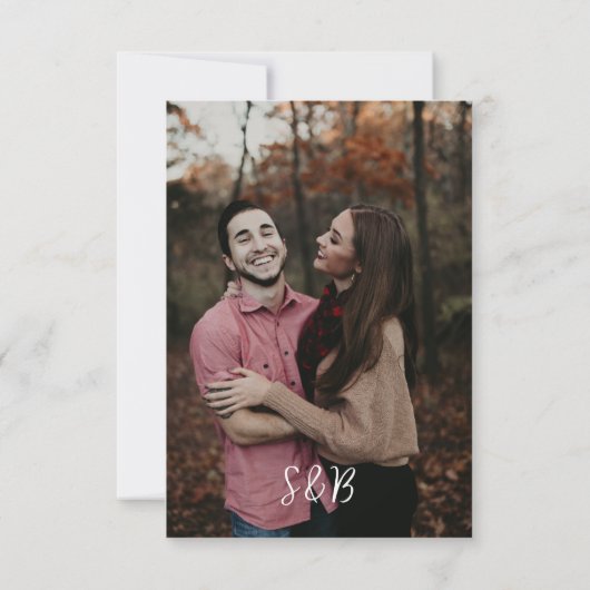 Blush & Peach Bloemen Rustiek & Verticaal Foto Save The Date (Achterkant)