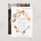 Blush & Peach Bloemen Rustiek & Verticaal Foto Save The Date (Voorkant / Achterkant)