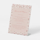 Blush & Peach Bloemen Vrijgezellenfeest Tafelblad  Reclamebord Met Voetstuk (Voorkant)