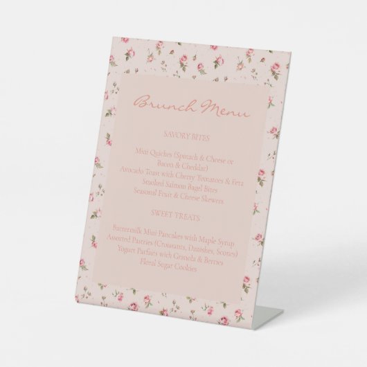 Blush & Peach Bloemen Vrijgezellenfeest Tafelblad Reclamebord Met Voetstuk (Voorkant)