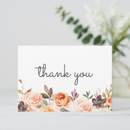 Blush & Peach Bloemen w / Tekst Bedankkaart (Staand voorkant)