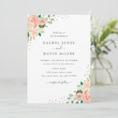 Blush Peach Bloemen Waterverf Confetti bruiloft Kaart (Staand voorkant)