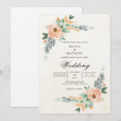 Blush Peach Bloemenboog bruiloft Kaart (Voorkant / Achterkant)