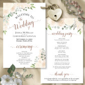 Blush Peach Boho Floral Budget Bruiloft Programma