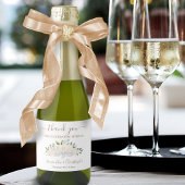 Blush Peach Boho Floral Wedding Dank u Mini Sparkling Wijnetiket