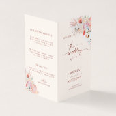 Blush Peach Boho Floral Wedding Program Kaart (Buitenkant)