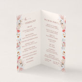 Blush Peach Boho Floral Wedding Program Kaart (Binnen)