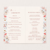 Blush Peach Boho Floral Wedding Program Kaart (Binnenkant ongevouwen)