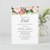 Blush Peach Botanische Bloemen 21ste Verjaardag Kaart (Staand voorkant)