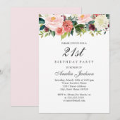 Blush Peach Botanische Bloemen 21ste Verjaardag Kaart (Voorkant / Achterkant)