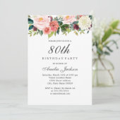 Blush Peach Botanische Bloemen 80ste Verjaardag Kaart (Staand voorkant)