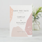 Blush Peach Botanische Bloemen Eenvoudig Save The Date (Staand voorkant)