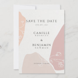 Blush Peach Botanische Bloemen Eenvoudig Save The Date