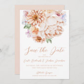 Blush Peach Bright kleurige Floral Kaart (Voorkant / Achterkant)