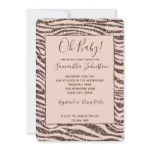 Blush Peach Brown Zebra Glitter Baby shower