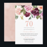 Blush Peach & Burgundy Flowers 70th Birthday Party Kaart<br><div class="desc">Blush Peach & Burgundy Flowers 70th Birthday Party Invitation Zie bijbehorend collectie in Niche</div>