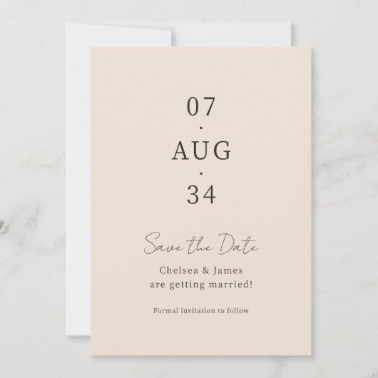 Blush Peach | Chic Minimaal Huwelijk Save the Date (Voorkant)