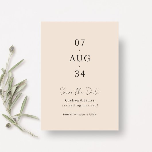 Blush Peach | Chic Minimaal Huwelijk Save the Date