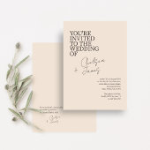 blush peach | Chic Script minimalistische bruiloft Kaart