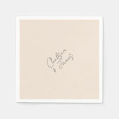 blush peach | Chic Script minimalistische bruiloft Servet (Voorkant)
