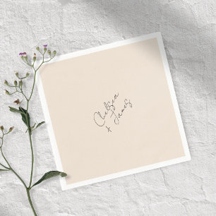 blush peach Chic Script minimalistische bruiloft Servet