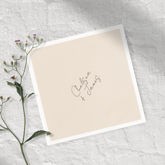 blush peach | Chic Script minimalistische bruiloft Servet