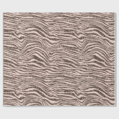 Blush Peach Chocolade Bruin Zebra Glitter Cadeaupapier (Vlak)