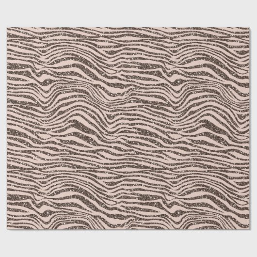 Blush Peach Chocolade Bruin Zebra Glitter Cadeaupapier (Vlak)