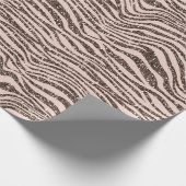Blush Peach Chocolade Bruin Zebra Glitter Cadeaupapier (Hoek)