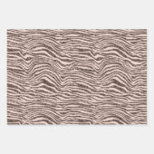 Blush Peach Chocolade Bruin Zebra Glitter Inpakpapier Vel (Voorkant)