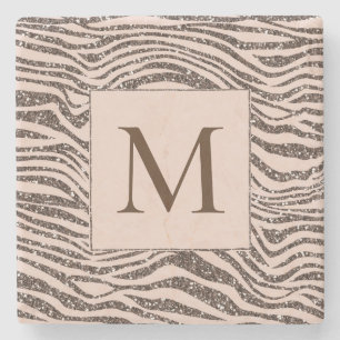 Blush Peach Chocolade Bruin Zebra Glitter Stenen Onderzetter