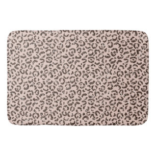 Blush Peach Chocolate Brown Leopard Glitter Badmat
