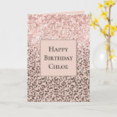 Blush Peach Chocolate Brown Leopard Glitter Kaart (Gele Bloem)