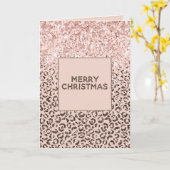 Blush Peach Chocolate Brown Leopard Glitter Kaart (Gele Bloem)