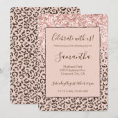 Blush Peach Chocolate Brown Leopard Glitter Kaart (Voorkant / Achterkant)