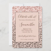 Blush Peach Chocolate Brown Leopard Glitter Kaart (Voorkant)