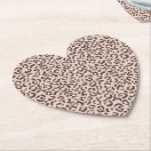 Blush Peach Chocolate Brown Leopard Glitter Kartonnen Onderzetters (Gekanteld)
