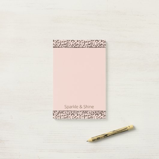 Blush Peach Chocolate Brown Leopard Glitter    Post-it® Notes (Op bureau)